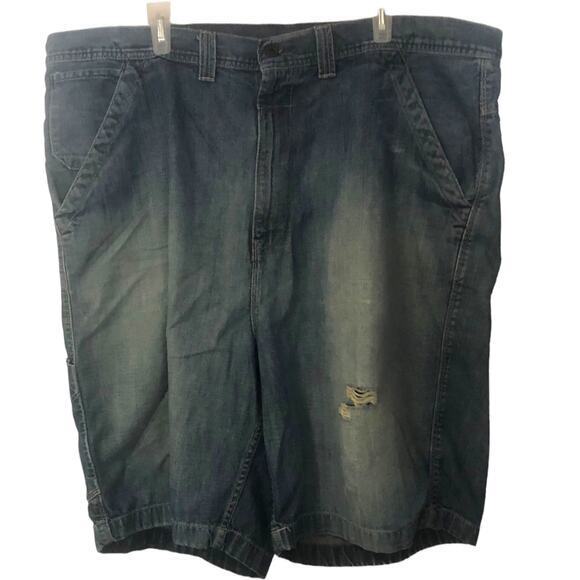 Wyatt Mens Carpenter Loose Fit Straight Leg Zip Fly Bermuda Jean Shorts 44‎ - Picture 1 of 6